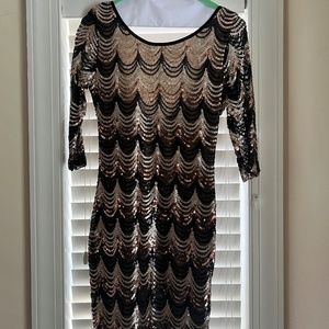 Sequin 3/4 length sleeve Bebe cocktail dress